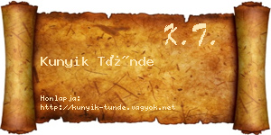 Kunyik Tünde névjegykártya